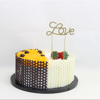 New Golden Love Happy Birthday Cake Card Insert Party Dessert