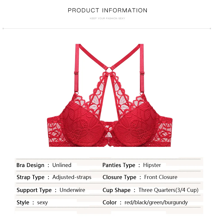 French Sexy Lace Embroidery Stylish Teen Girls Front Button Bra Set Beauty Back Bra Lingerie Set