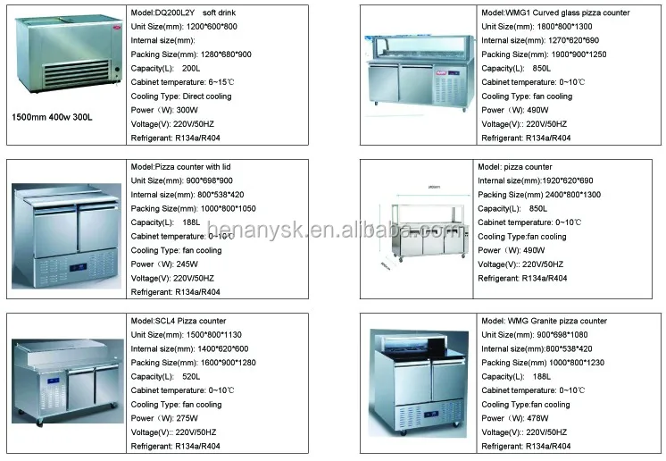 High Quality Commercial Can Be Customized Kitchen Equipment for Restaurant Stainless Steel Salad Refrigerated Pizza Counter