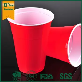 clear red plastic cups