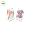 rectangle hexagon rose gold brass glass 11*11cm square frame with folding stand