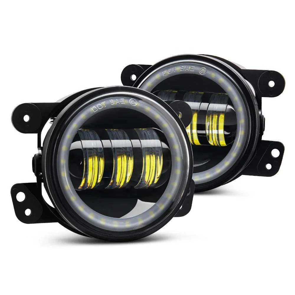 4 inch Led Fog Lights with Halo Ring for 1997-2016 Jeep Wrangler TJ JK Unlimited 2 Door 4 Door Wrangler JK accessories