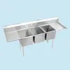 High Level Cheap Commercial Triple Kitchen Stainless Steel Sink