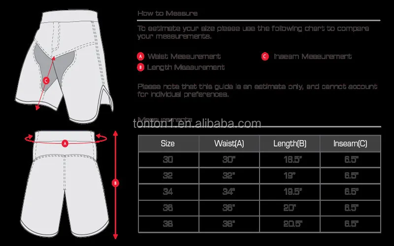 Shoyoroll Shorts Size Chart