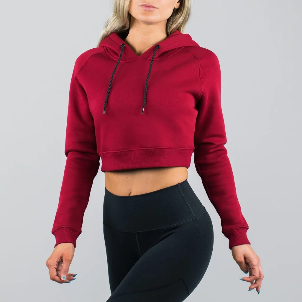 Wholesale Cropped Top Hoodie 50/50 Blend Cotton Polyester Fleece Womens