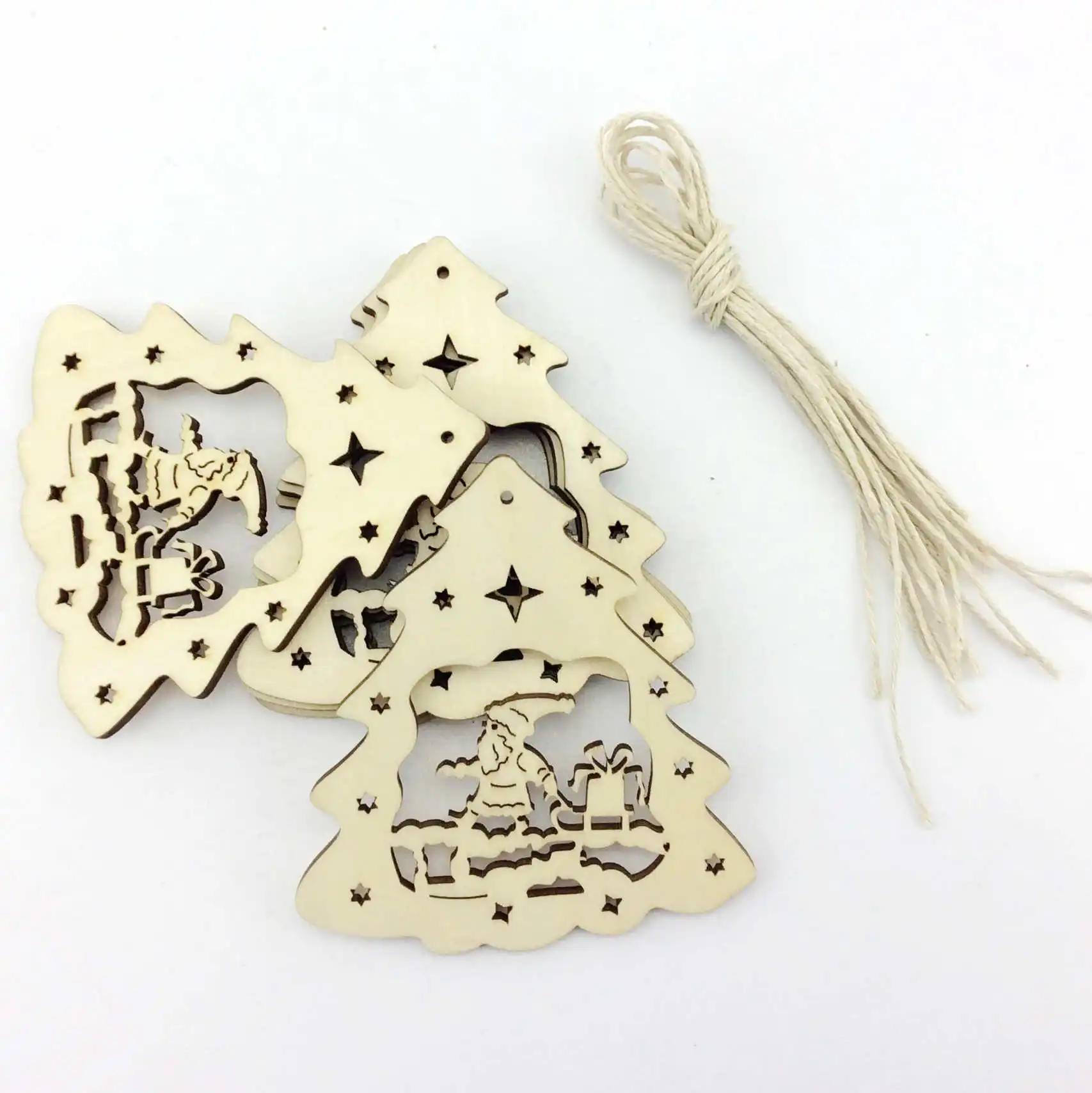 Wholesale New Design Laser Cut Tree Hanging Wooden Christmas Ornaments ...