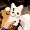 Smart-mfr 3D Cute White Cat Animal Fluffy Fur 6 6S 7 8 Plus Case For iPhone X XS Max XR Squishy Kawaii Case Girl