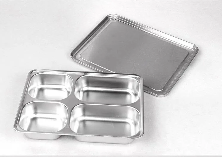 Lihong Factory 5 Sections Stainless Steel Lunch Box Dinner Plate Tray
