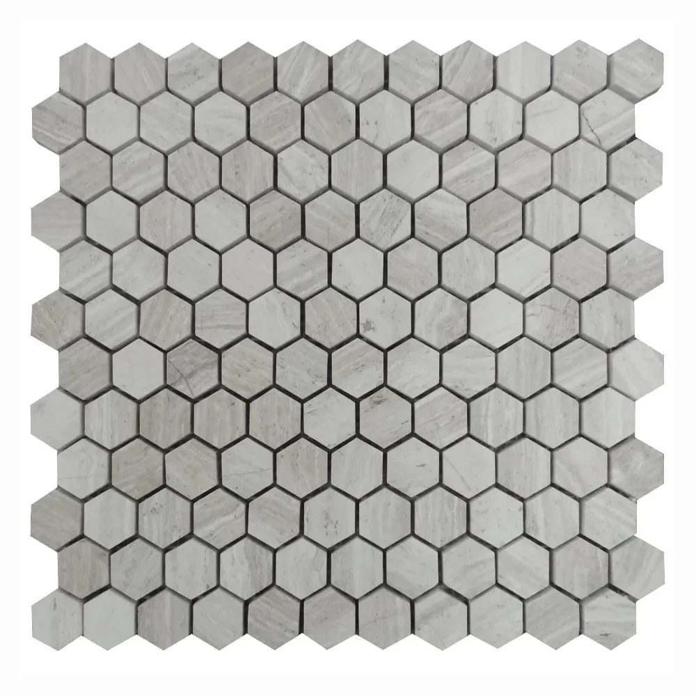 4x4 Sample Of Wooden Gray Hexagon 1x1 Polished Mosaic Tiles - Buy ...