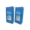 Disposable recylcled food paper bag blue stripe popcorn packaging food grade clear window paper popcorn bags