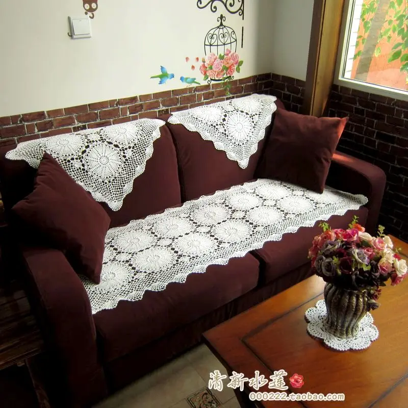 2017 Fashion Design Cotton Crochet Lace Sofa Cover Handmade Three 2017 Fashion Design Cotton Crochet Lace Sofa Cover Handmade Three Dimensional Flower Set Towel For Tablecloth In From Home