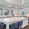 2019 Vermont L Shaped White Lacquer MDF Kitchen Cabinet Full Kitchens Sets with Island