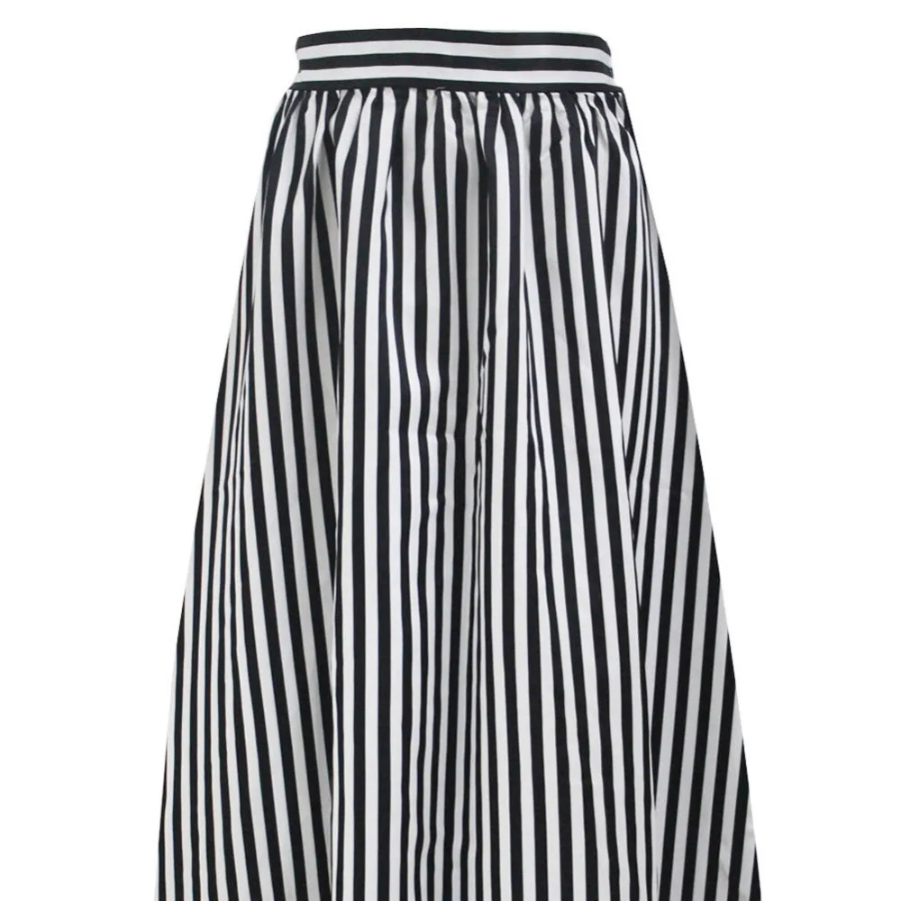 2016 New Design Elegant Black And White Vertical Stripe High Waist ...