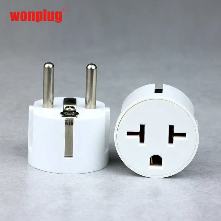 Usa To Euro Europe Us 2 Flat Pin To Eu 2 Round Pin Plug Socket Adapter ...