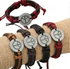 retro hand--woven fashion personality braided real leather bracelet with peace mark wristband bangle/leather bracelet