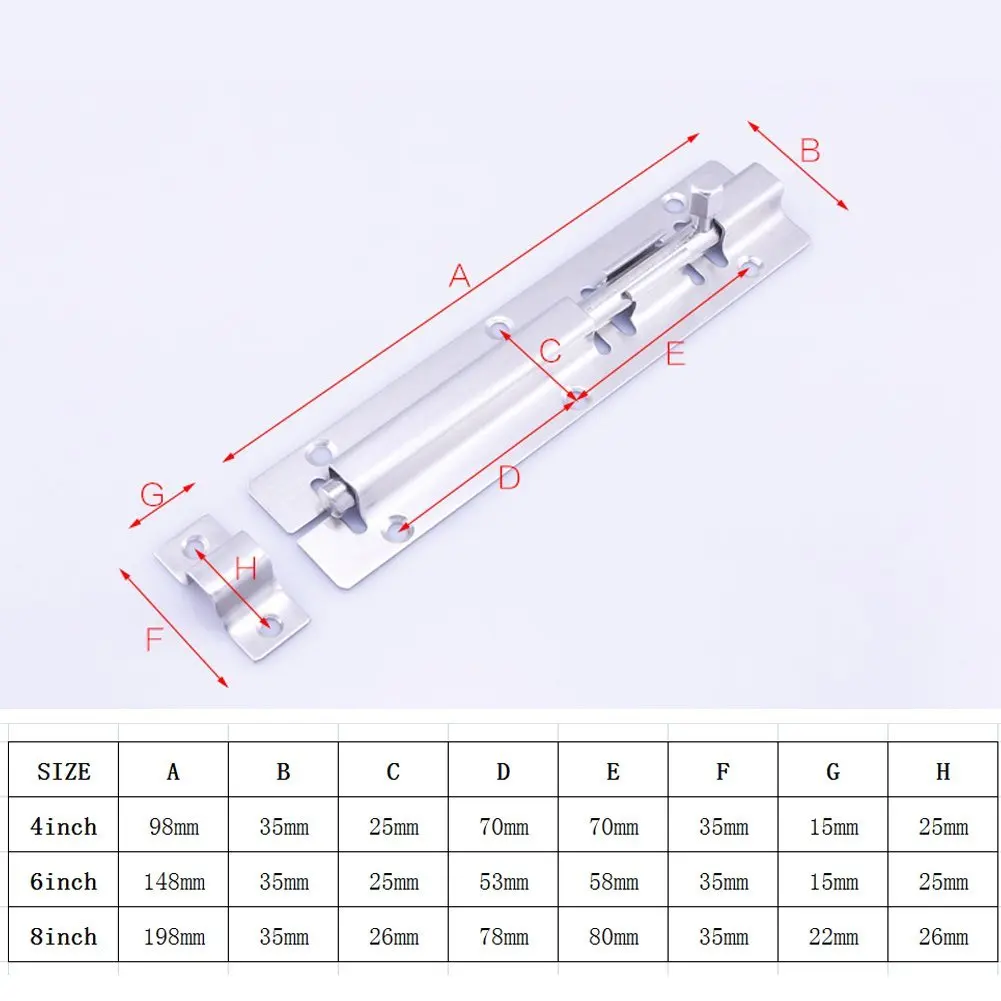 Dofover 4 inch Slide Door Bolt Lock for Bathroom Toilet Door Shed Bedroom Catch Latch,Pack 2