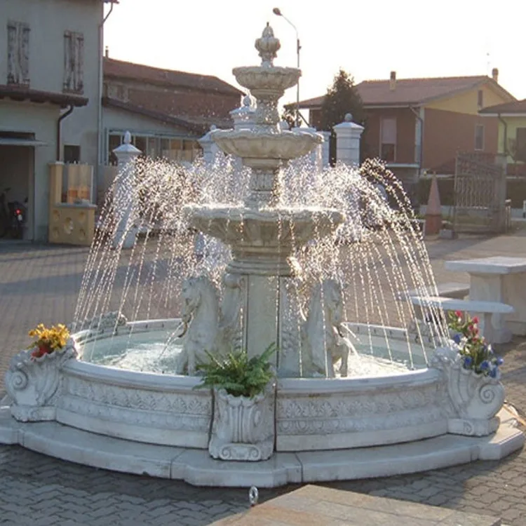 Outdoor Decorative 3 Tiers White Marble Water Fountain For Sale