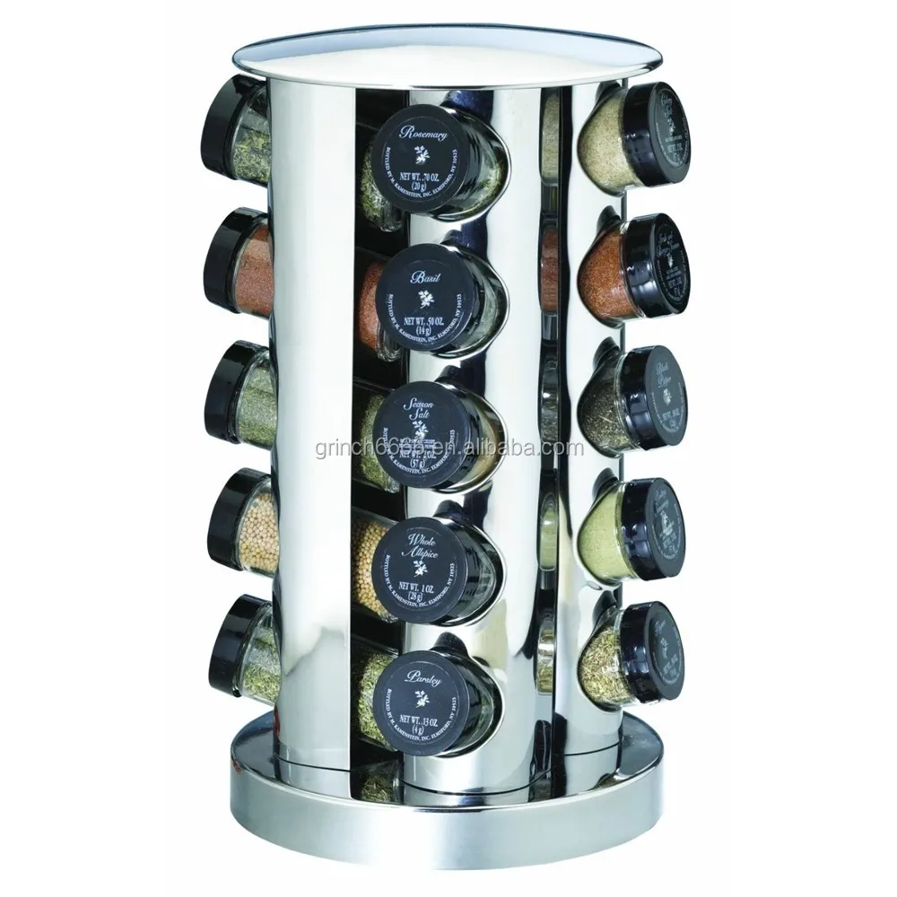 2026 Kitchen Countertop Spice Storage Jar Stainless Steel Rotating ...