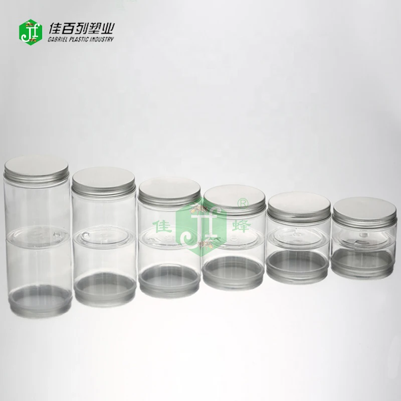 Hot Sale Sliver Aluminium Lid Round Clear Jar Food Grade 100 200 300ml