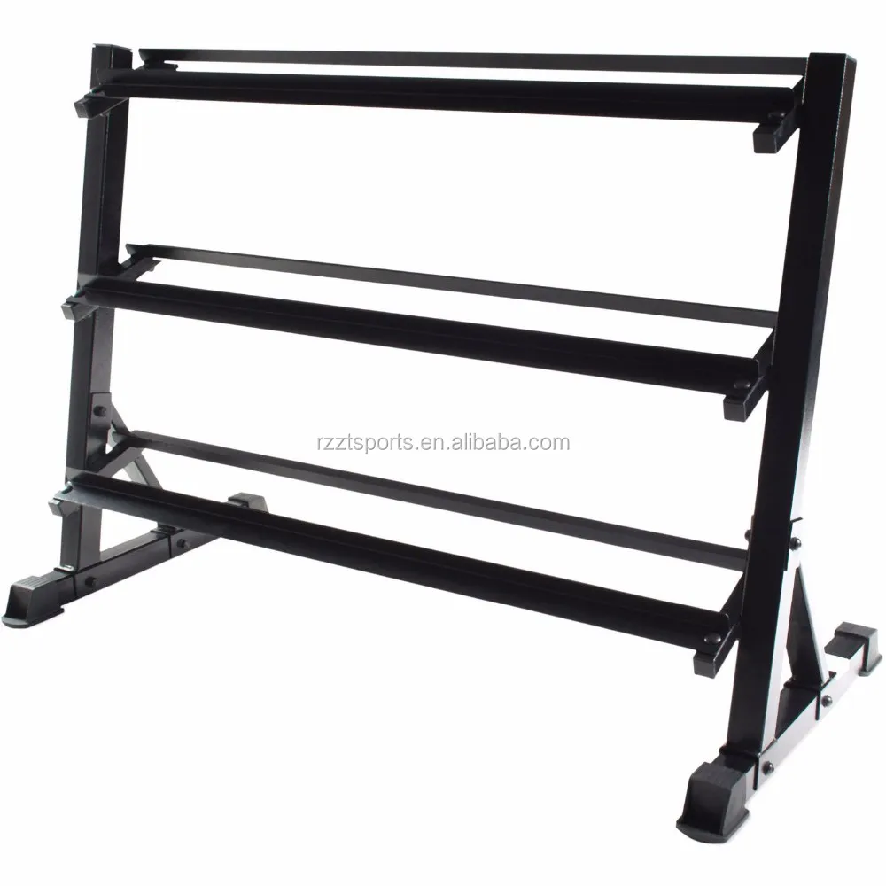 three tier space saver dumbbell storage rack