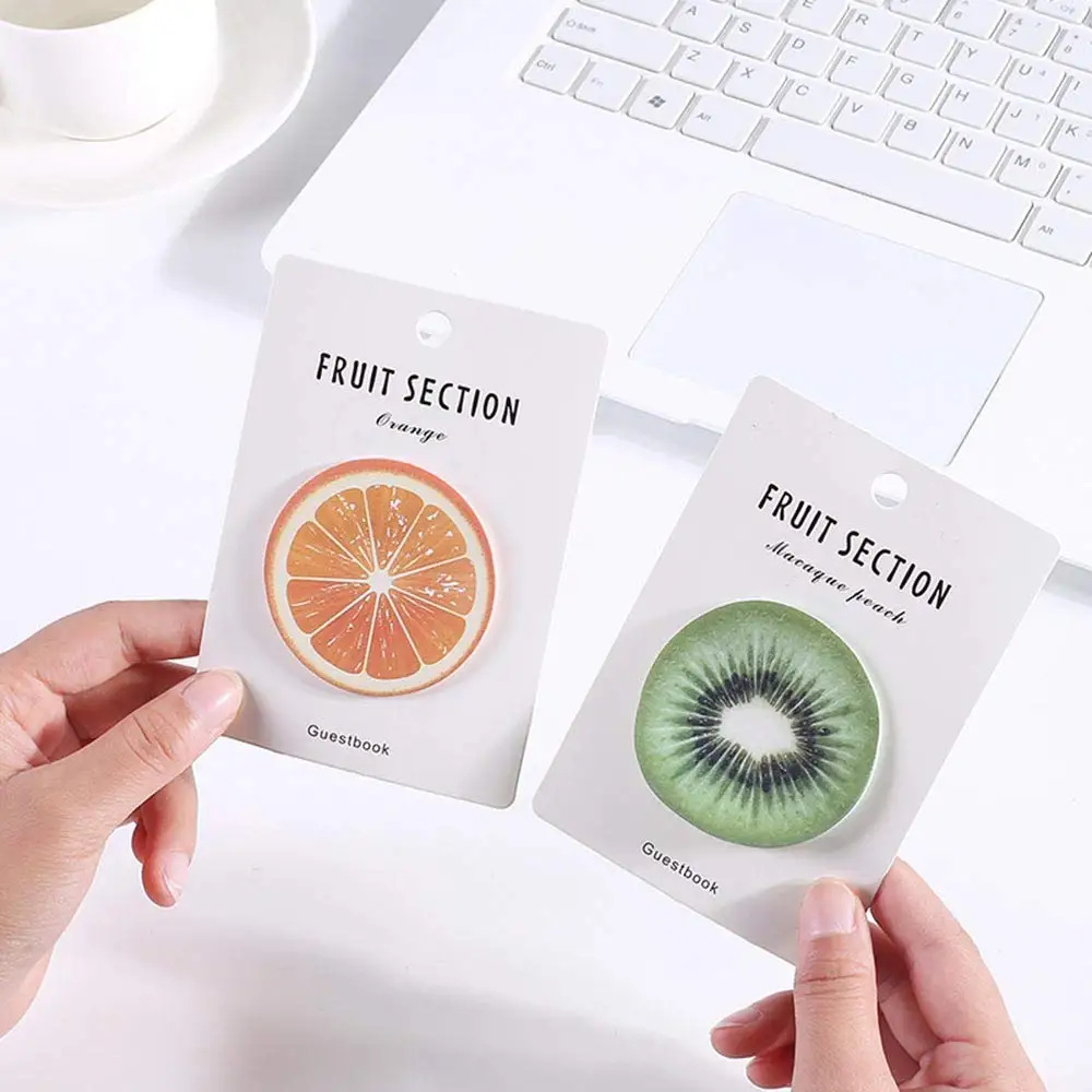 Mustwell 4Pcs/lot Creative Fruit Notepad Self Adhesive Memo Pad Sticky Notes Bookmark School Office Supply