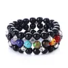 2018 Trendy 7 Chakra Natural Stone Beads Energy Yoga Bangle Cross 3 Line Fitness Bracelet