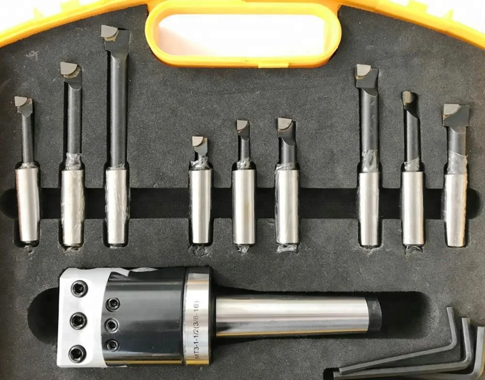 Precision F112 2" Boring Head Set With Mt 3 Shank 1/2" 9 Pcs Boring