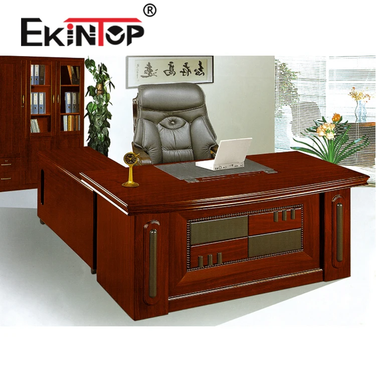 Ekintop Modern Luxury L Shaped Ceo Manager Executive Desk Wooden Office