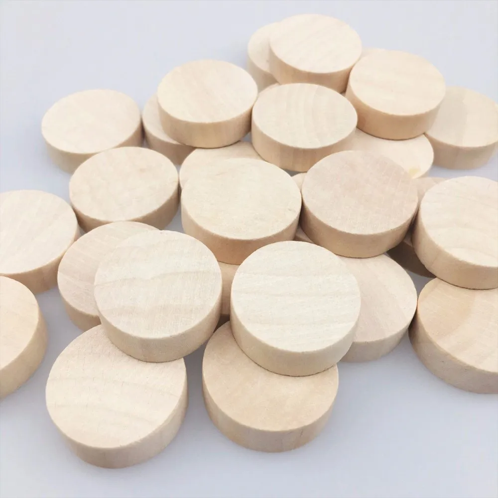 30mm Natural Unfinished Wood Flat Round Diy Chew Beads Without Hole