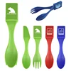 Giveaway comping plastic cutlery dual use fork spoon portable food clip portable travel personal utensil set with bottle opener