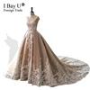 Luxury Champagne Arabic Ballgown Wedding Dress