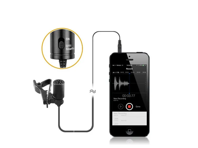BY-M1 3.5mm Lavalier Condenser Microphone with AriMic Windscreen Windshield for iPhone 7 Plus
