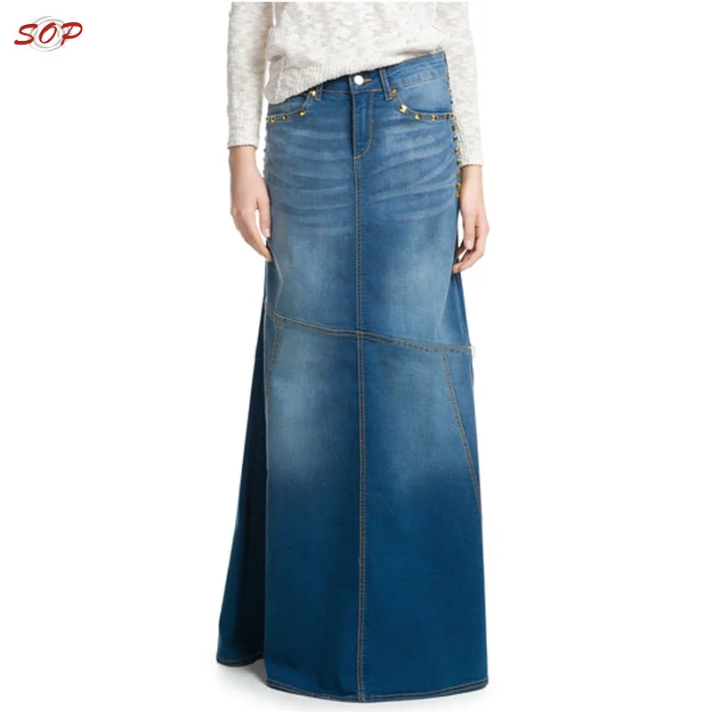Plus Size Wholesale Long Denim Skirts Maxi For Ladies - Buy Wholesale ...