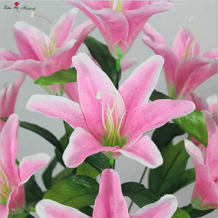 Hot Sale Plastic Flower 10 Heads Artificial Easter Lily Flower For
