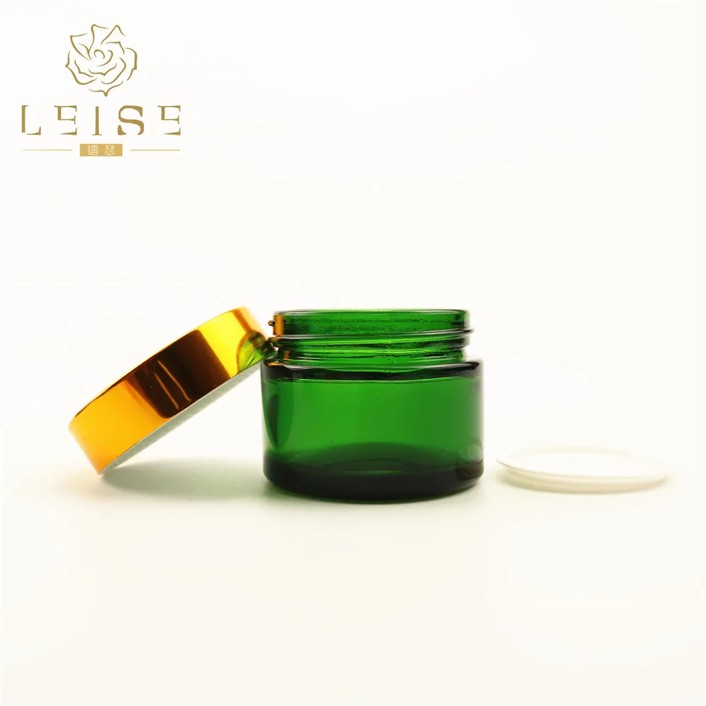 Wholesale Fancy 20g Frosted Empty Green Glass Cosmetic Jar With Matt