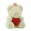 40Cm Valentines Gift Milky White Roses Artificial Flower giant teddy bear with Crown