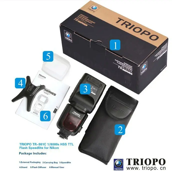 TRIOPO 1/8000 HSS i-TTL Flashlight Speedlite TR-981N as YN-568EX II for Nikon D7100 D7000 D5200 D3200 D90 D800 Light