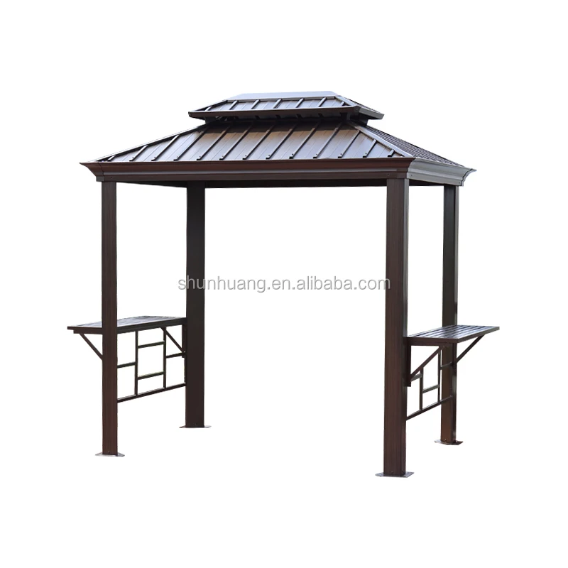 New Arrive Outdoor Patio Bbq Gazebo Brown Pavilion With Shelves Outdoor Patio Bbq Gazebo Brown Pavilion