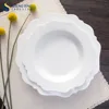 Custom Flower Shape Ceramic Dinner Plates Deep Round Plate For Wedding/ Party/ Theme Restaurant