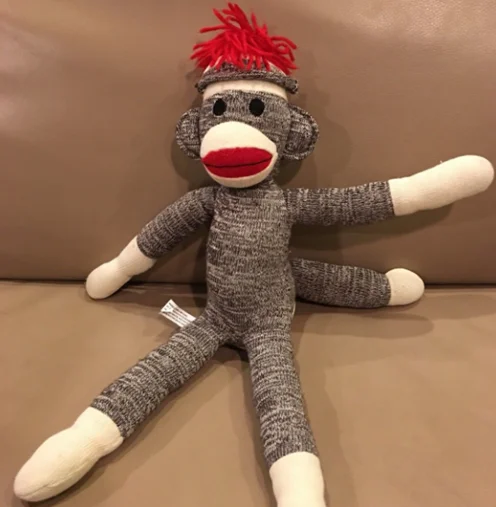 BABY STARTERS BROWN SOCK MONKEY RED SECURITY BLANKET STUFFED PLUSH TOY LOVEY 