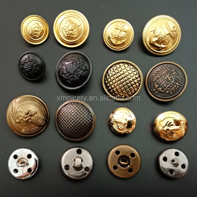 12 Bottoni Da Cappotto In Metallo Con Codolo - Oro E Caffè 17mm - Per Cucito E Artigianato