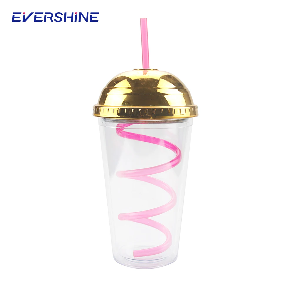 New Style Attractive Promotional Swirly Straw 500ml Insert Double Wall