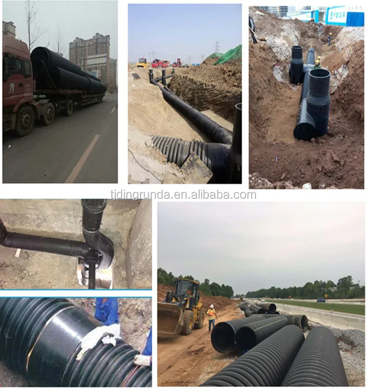 Sn12 Sn16 Sn20 Hdpe Double Wall Corrugated Pipe Krah Pipes For Drainage ...