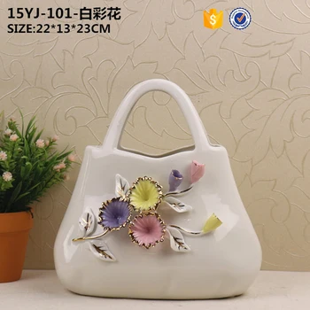 Ceramic Home Decoration Items Handbag Shape Decorative Flower Vase
