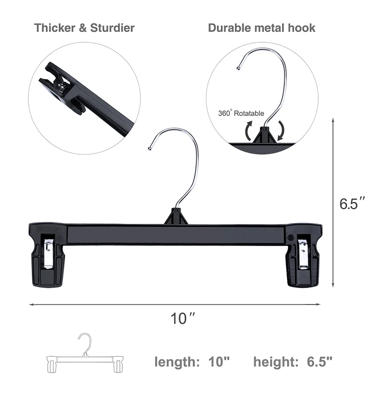 Custom Logo Outdoor Plastic Garment Clothes Multi Pants Hangers with Clip