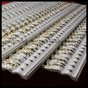 1 2meter Ceiling Decorative Moulding Pu Material White With Gold Paint Crown Moulding Buy Crown Moulding Interior Ceiling Material Green Ceiling