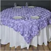 Fancy Rosette Satin Tablecloth Ribbon Rose Wedding Cake Table Overlay