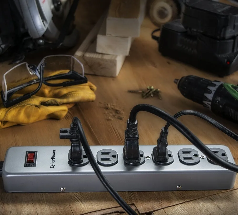 6 Outlet Metal Surge Protector 3 Prong Heavy Duty 3feet 14/3awg Power Outlet Strip Buy Surge