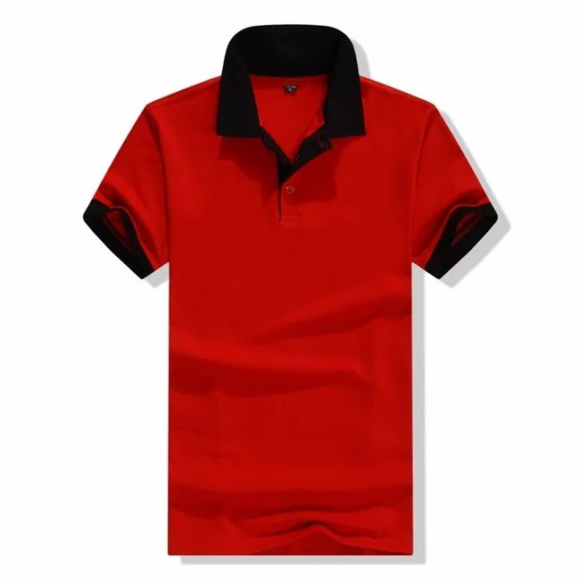 Fashion Mens Plain Fitted Polo T-shirts Cotton Polo T-shirt With Red ...