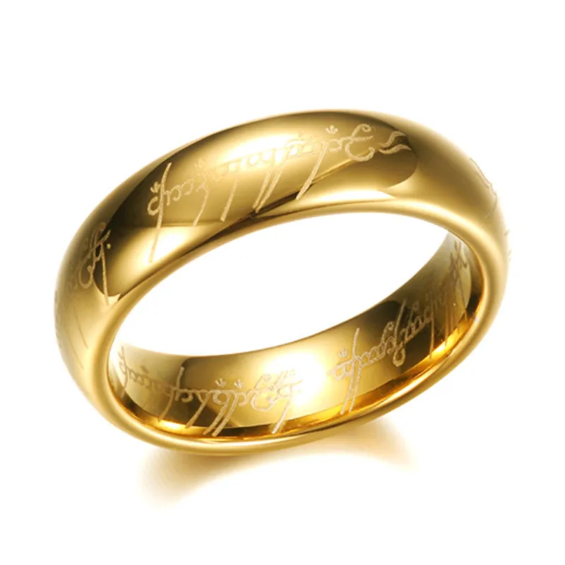 6mm Fashion stainless steel ring Ancient legend hobbit Lord of the rings Unisex charm titanium ring
